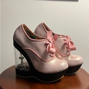 Shimmer Pink Irregular Choice: ‘Glissade’ Ballerina Heels Wind Up - Size 6.5